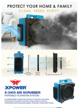 Load image into Gallery viewer, XPOWER X-3400 HEPA Filtered Air Purifier Scrubber